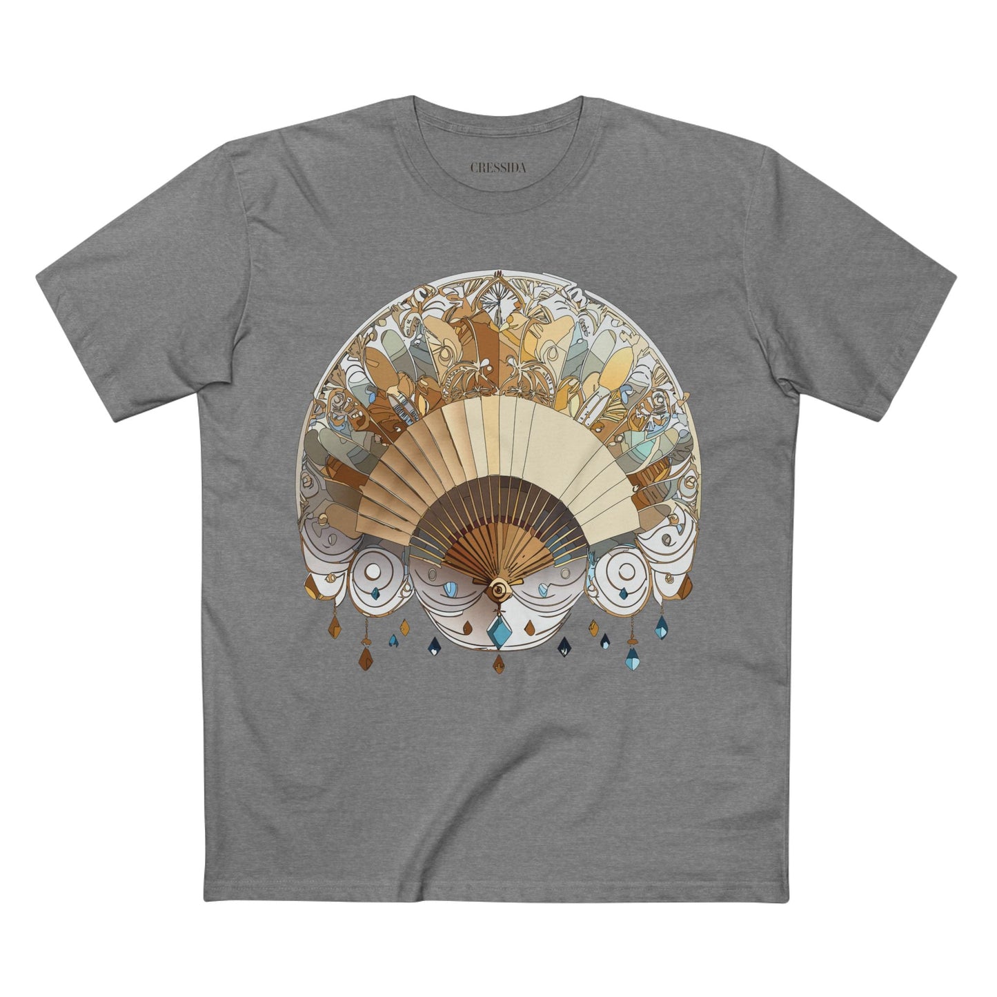 Antique Fan Graphic Design T-Shirt Unisex 100 Cotton Floral Carnival Artwork Tee 11