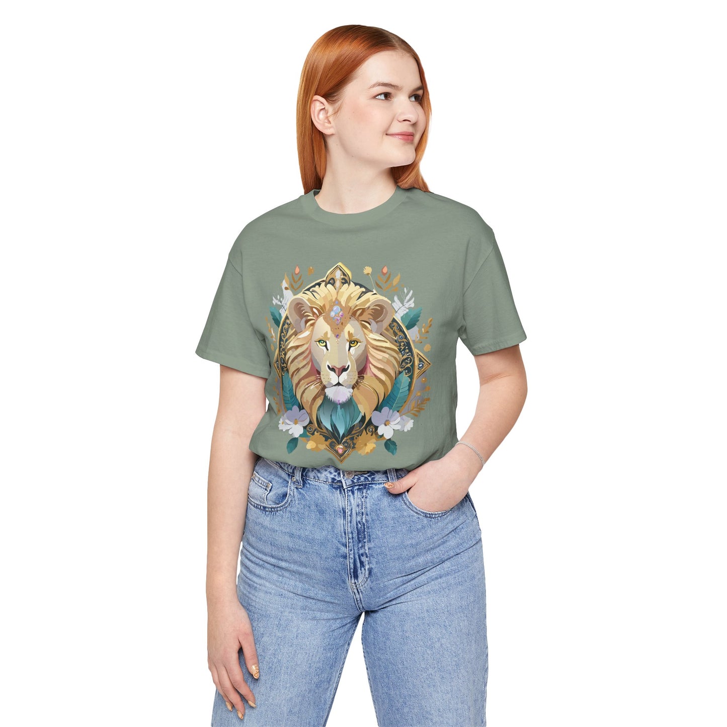 Unisex Lion Graphic Tee, Animal Shirt, Tee Shirt with Lion, Medallion T-Shirt, Animal Medallion Tees 2