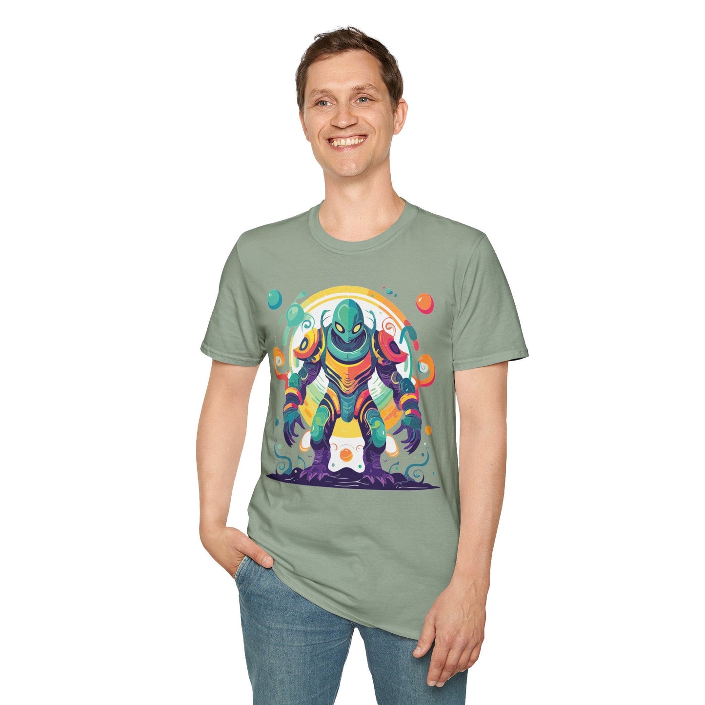 Cosmos Alien T Shirt Unisex Softstyle 64000 with Art Design Durable Comfort Artwork Tee