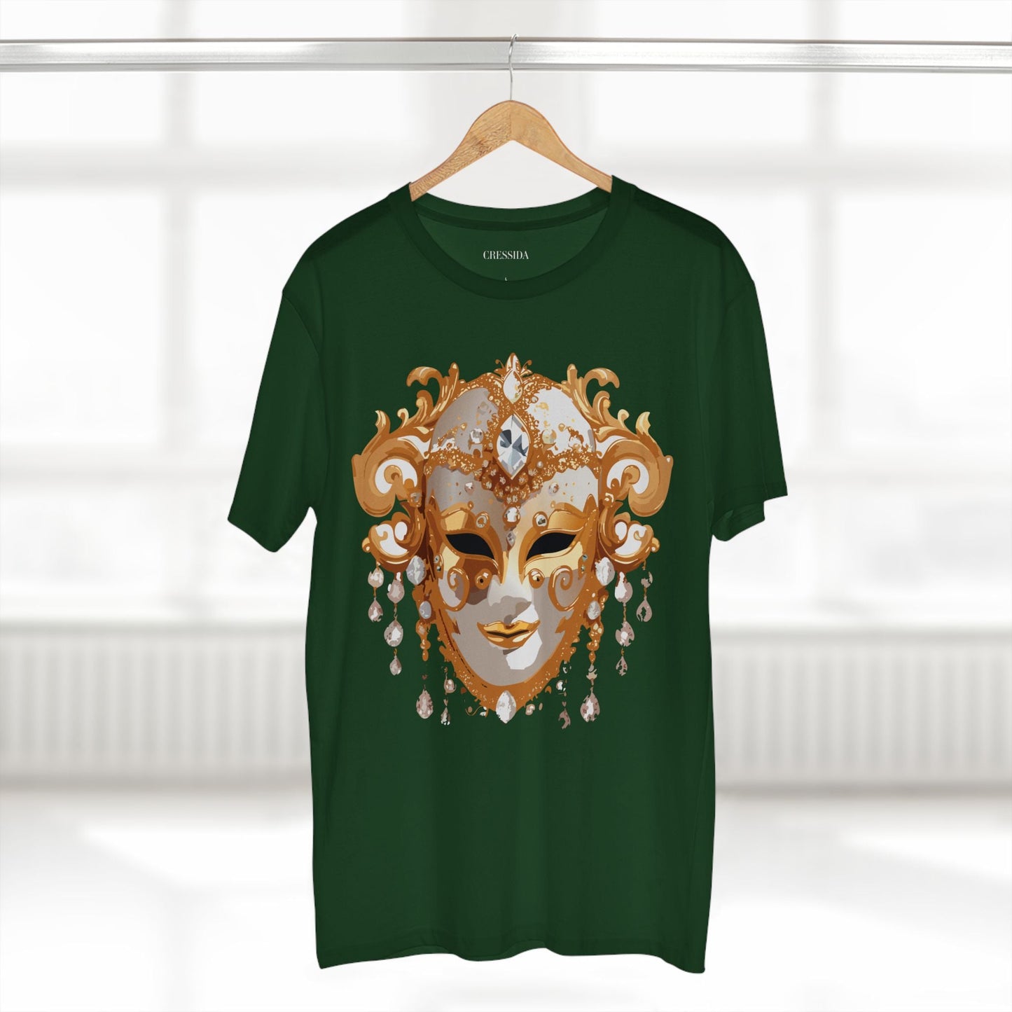 Carnival Mask Graphic T-Shirt Unisex 100 Cotton With Antique Gold Art Design Tee 24