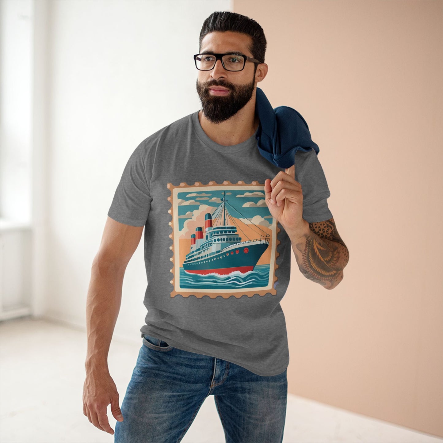 Stamp Shirt Postage Stamp Tee PS43 Unisex Premium Cotton Art Tee Retro2Nova Classic Art Collection