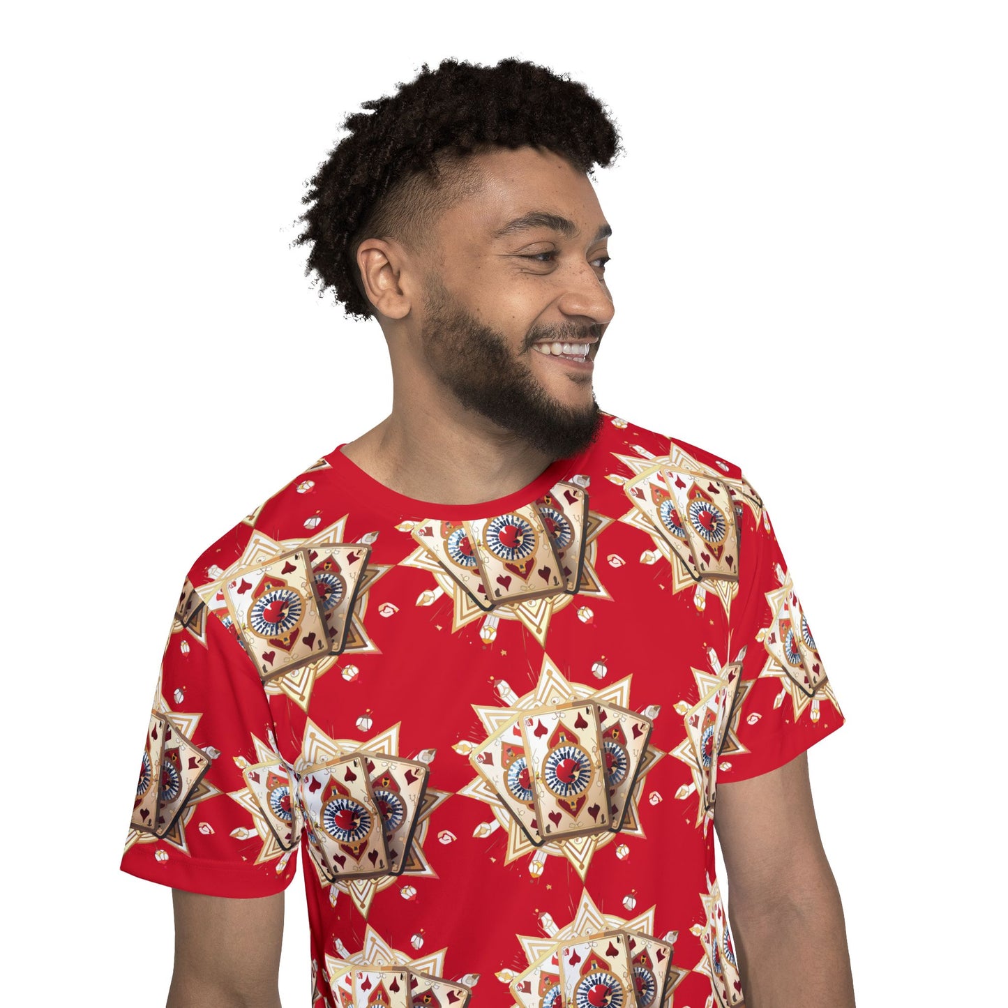 3-Card Deck Graphic T-Shirt, Art Design Poly Shirt, All Over Print Graphic Tee, Playing Cards T-Shirt, Playing Cards Tees