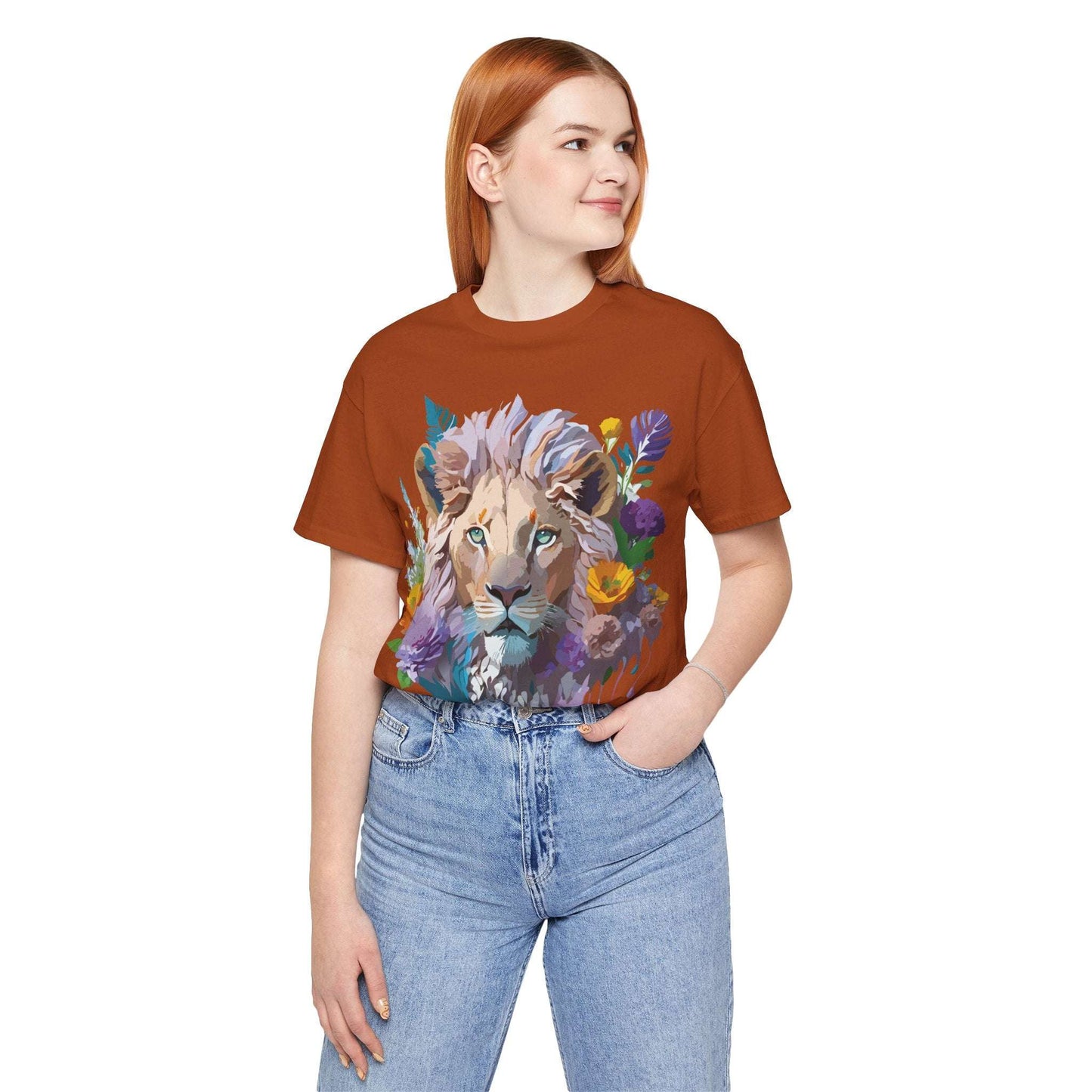 Lion Graphic Tee Unisex Short Sleeve Shirt With Vintage Inspired Artwork By Adelpha