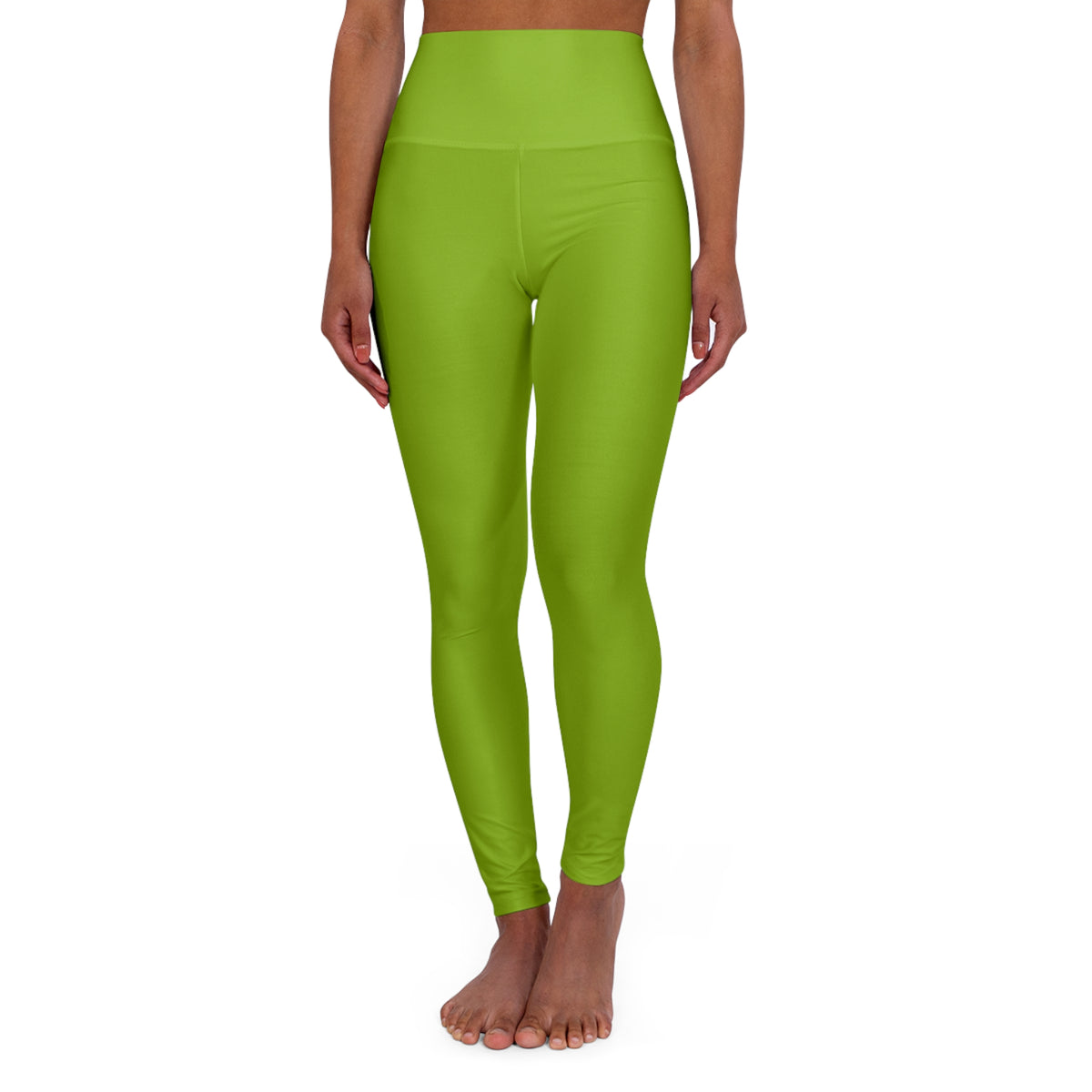 Lime Moss Color High-Waist Yoga Leggings Women's Seamless Poly-Span Stretchy Pants XS-2XL