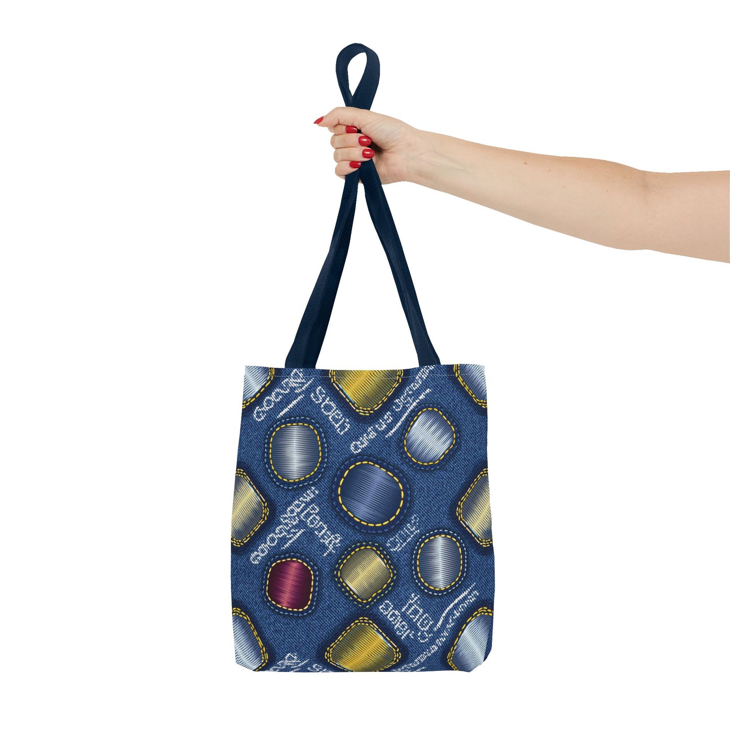 Denim Fabric Imitation Print Unisex Canvas Bag Poly Spun 3 Sizes Tote Bag 138