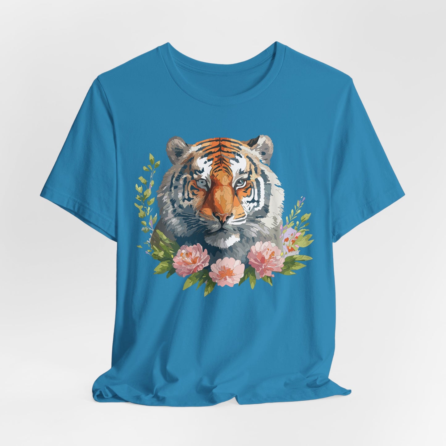 Floral Tiger Shirt, Animal Shirt, Tiger Tee, Unisex Tee, Floral T-shirt, T-Shirt with Animal