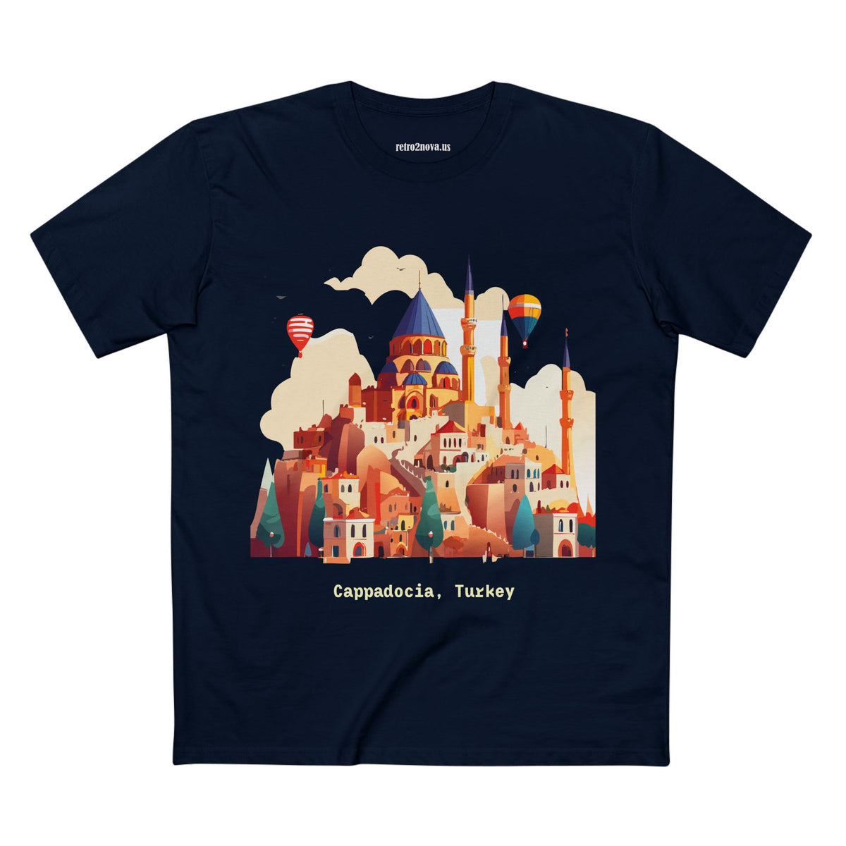 Cappadocia Turkey Illustration T-Shirt | Hot Air Balloons, Skyline