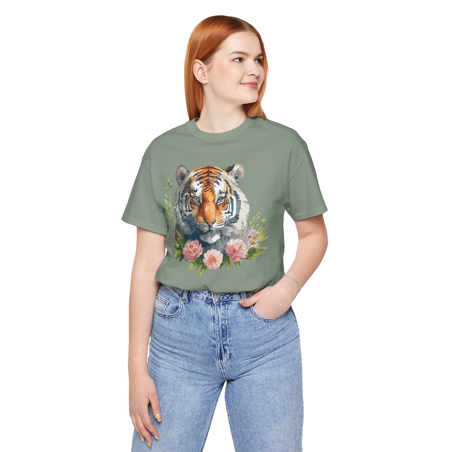 Floral Tiger Shirt, Animal Shirt, Tiger Tee, Unisex Tee, Floral T-shirt, T-Shirt with Animal