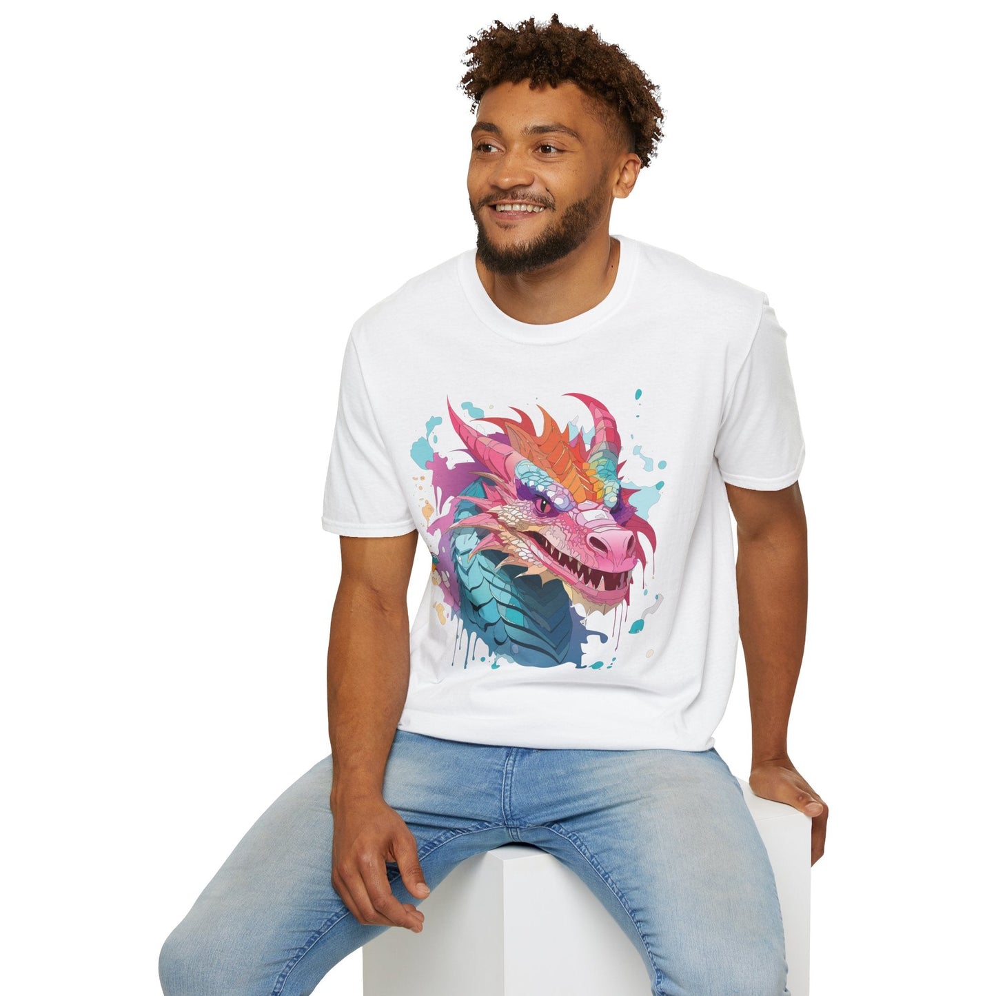 Dragon Graphic Tee Unisex Gildan Softstyle Cotton Shirt With Animal Art Design 64000
