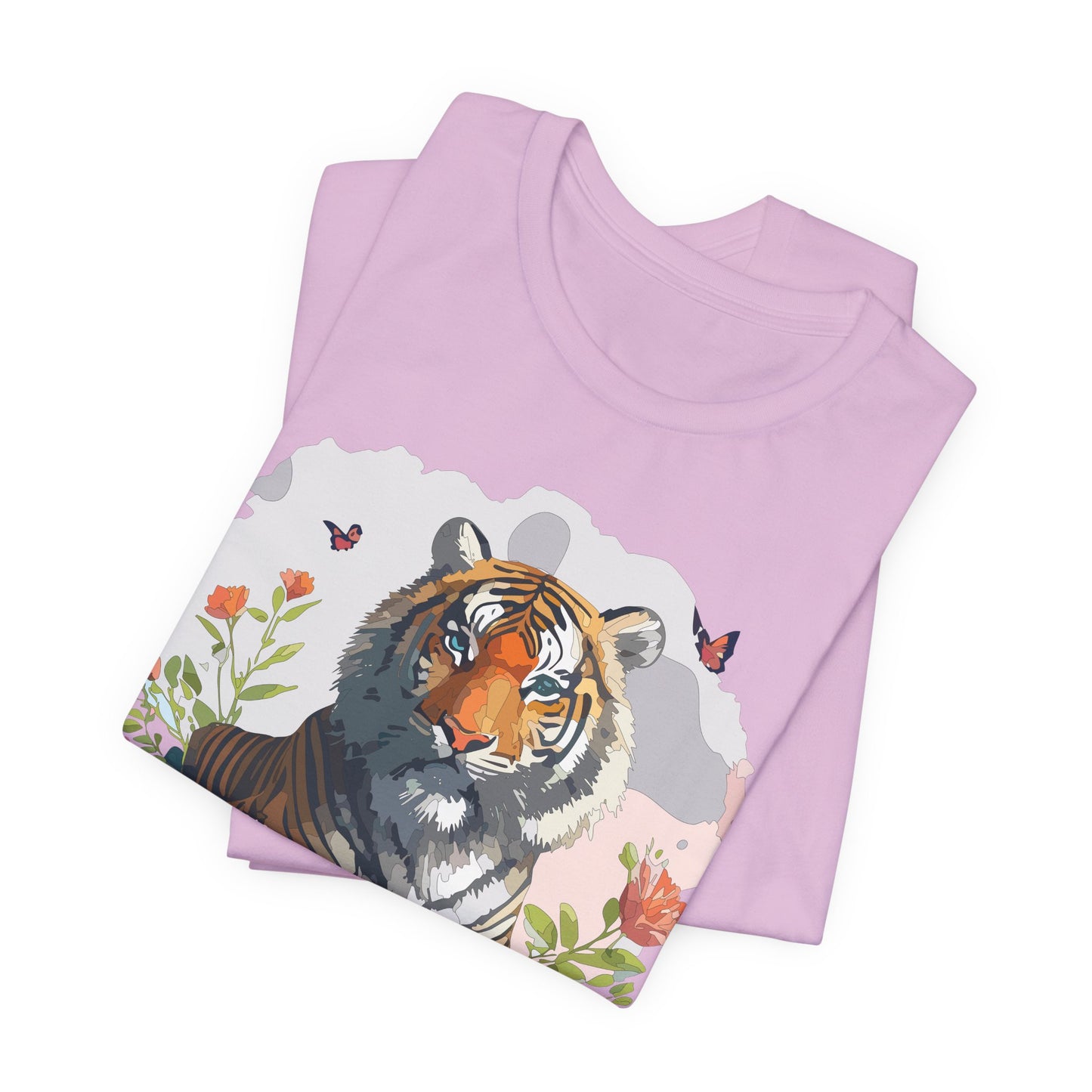 Floral Tiger Graphic Tee, Animal Shirt, Tiger Shirt, Flower Top, T-Shirt with Animal, Art Design