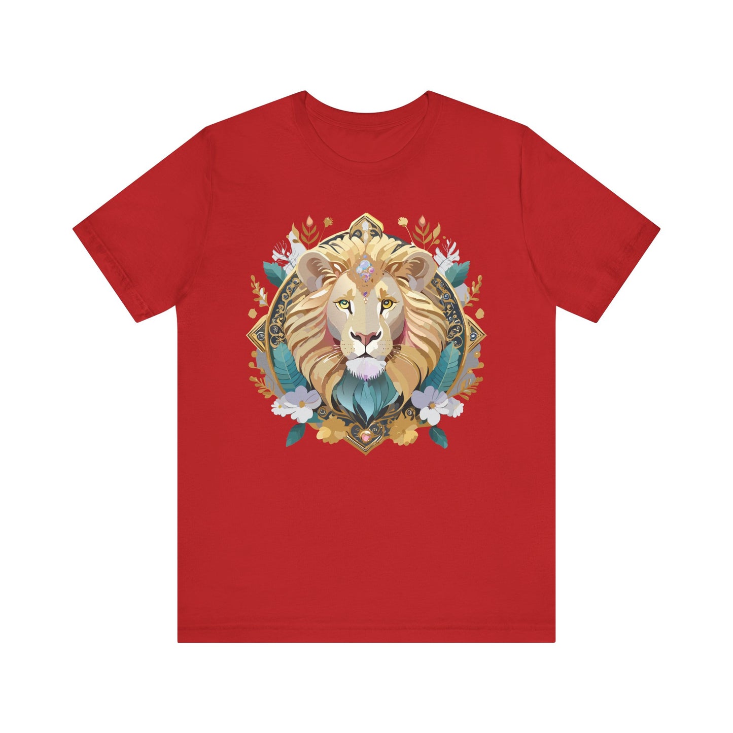 Unisex Lion Graphic Tee, Animal Shirt, Tee Shirt with Lion, Medallion T-Shirt, Animal Medallion Tees 2