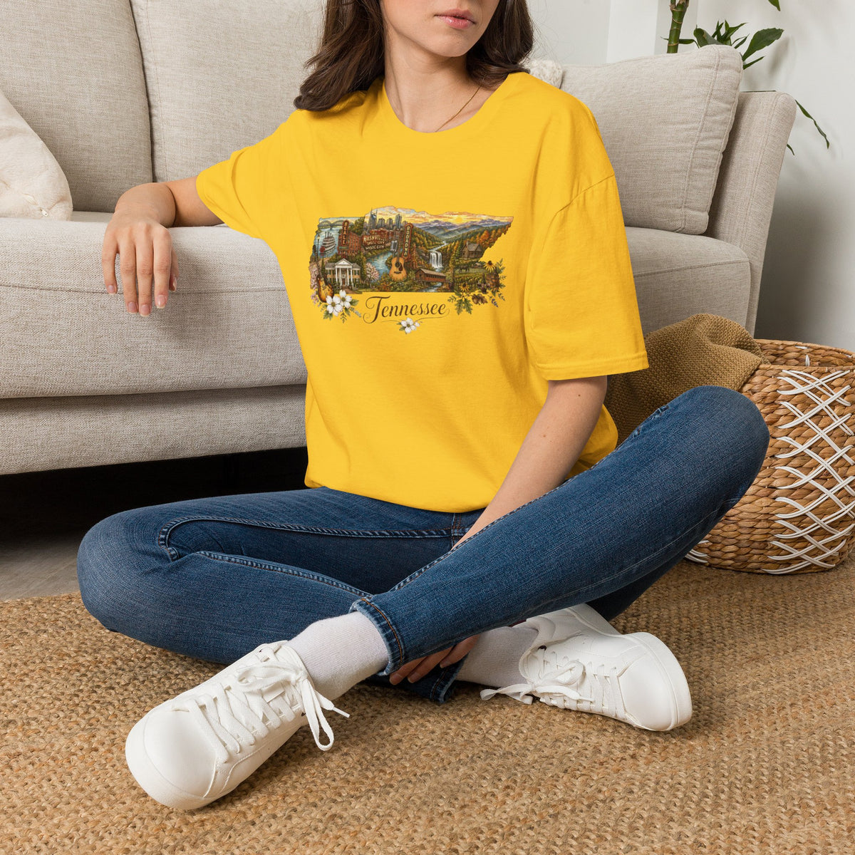 Tennessee Vintage State Map Graphic Design Unisex 100 Cotton Gildan T-Shirt