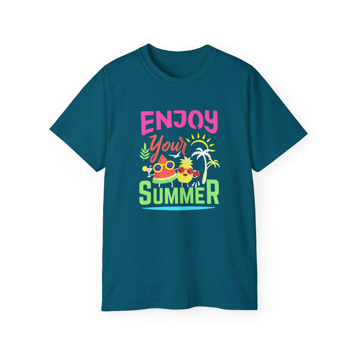 Enjoy Your Summer Tee | Tropical Pineapple Palm Tree Beach Shirt