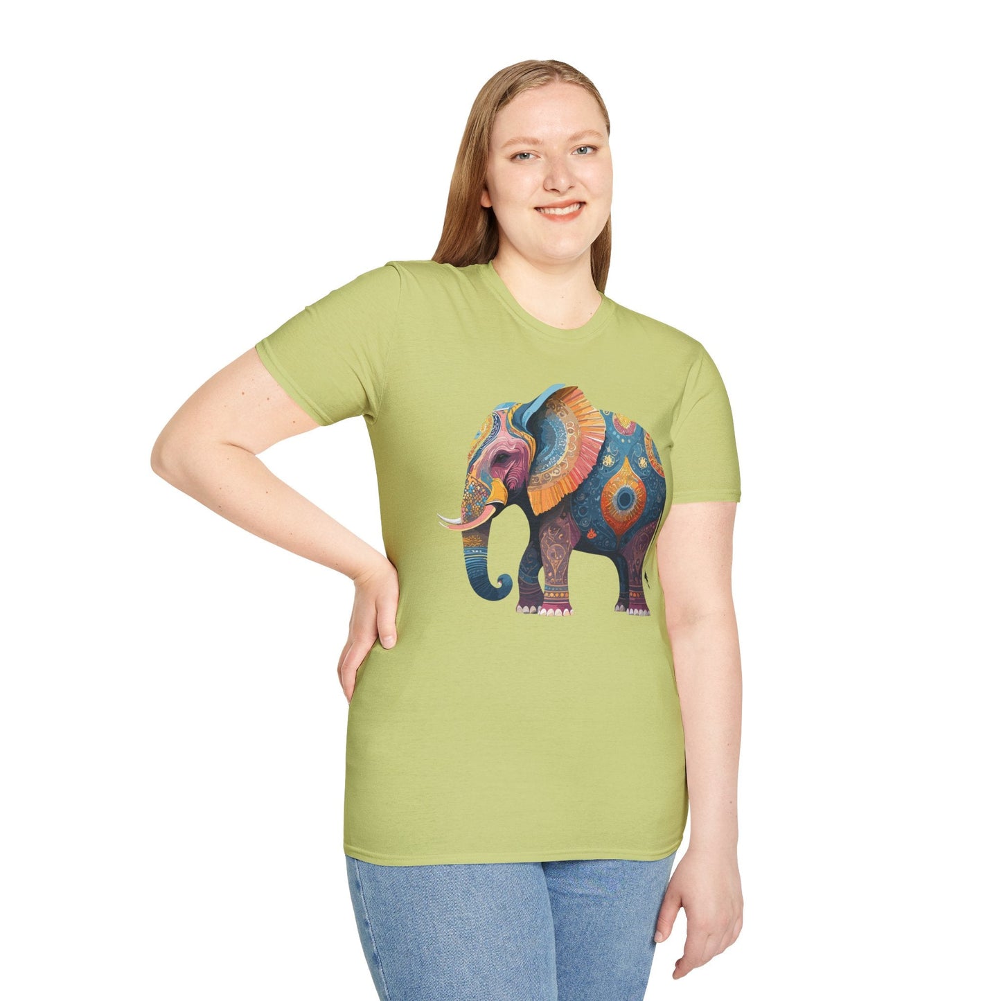 Elephant T Shirt Unisex Gildan Softstyle 64000 Tee With Animal Elephant Graphic Artwork