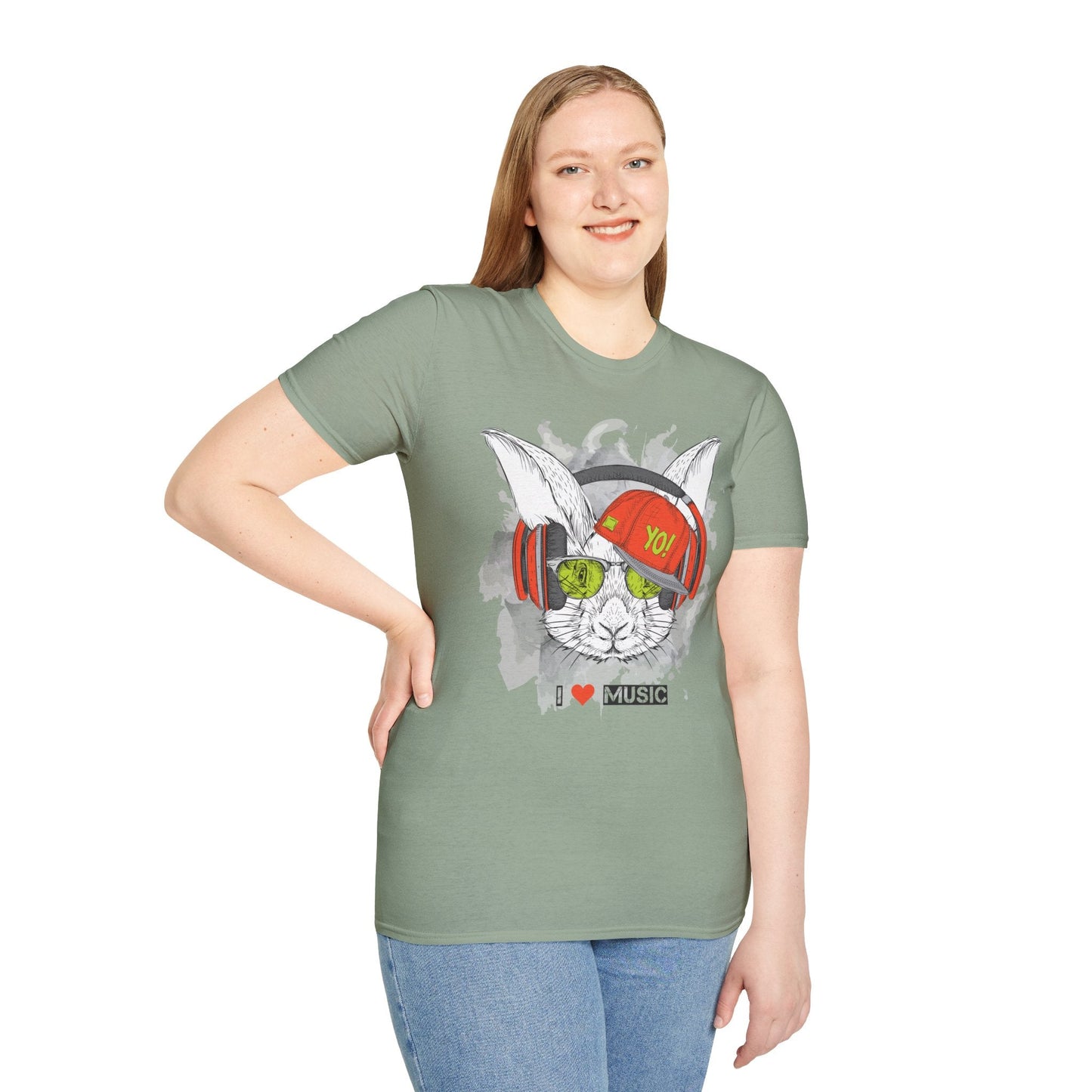 Unisex Music Animals Shirt With Headphones Softstyle Short Sleeve Tee Gildan 64000