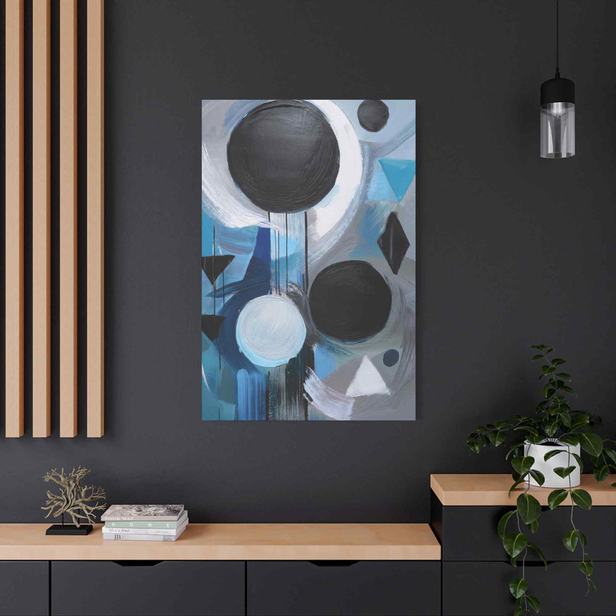 Blue Abstract Painting Print Canvas 20x24,20x30,24x30, 24x32,24x36,30x40, 32x48,36x48,40x60 Pine-Wood Inner Frame ABS-30