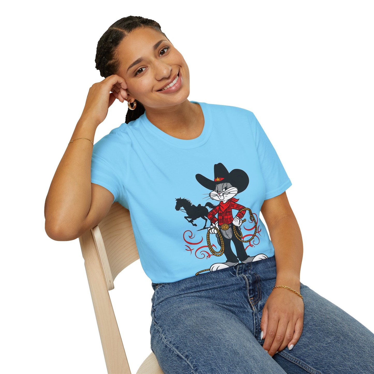 Bugs Bunny T Shirt Unisex Cartoon Tee Softstyle 64000 100 Percent Ring Spun Cotton