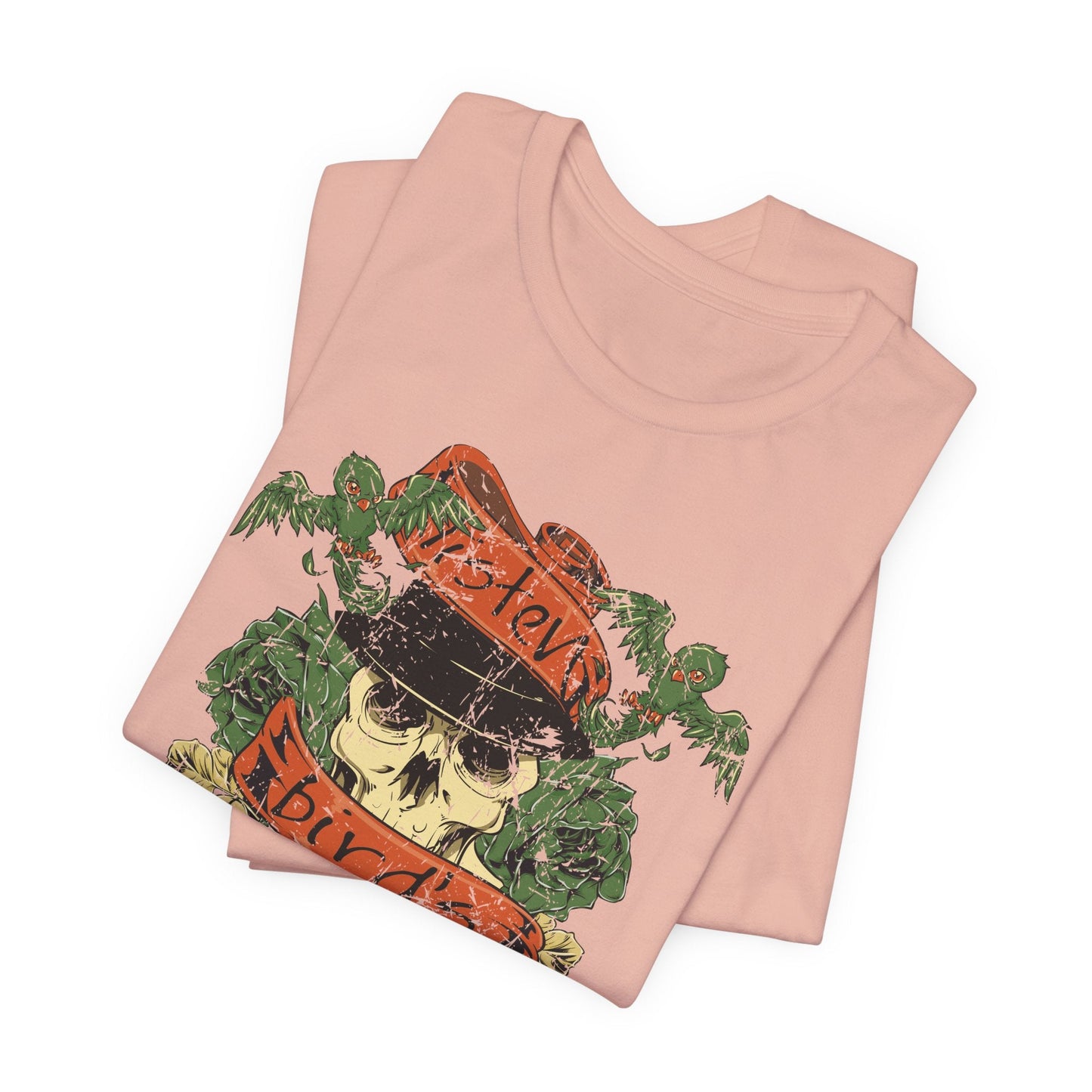 Skull Floral Tattoo Style Graphic Design Unisex Cotton T-Shirt Art-38