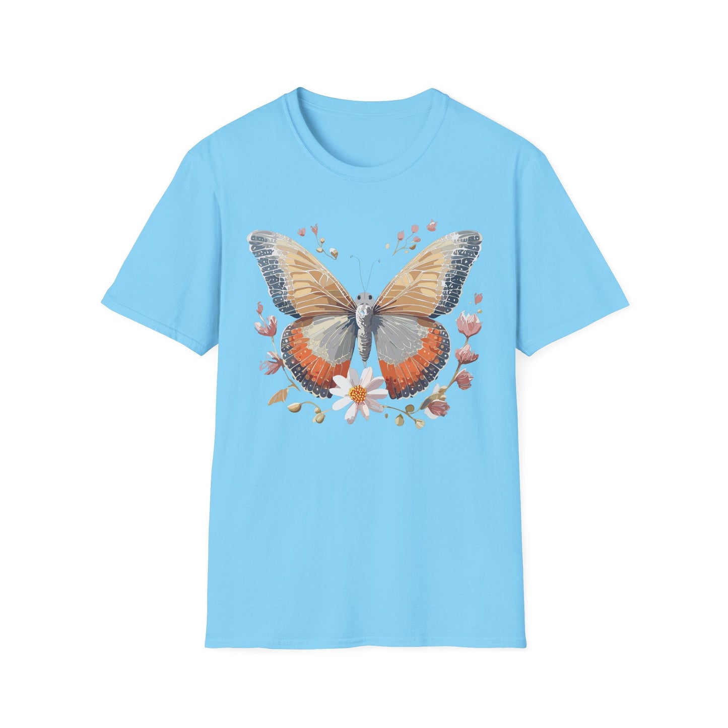 Unisex Butterfly T Shirt Softstyle Gildan 64000 Comfortable Durable Tee For Everyday Wear