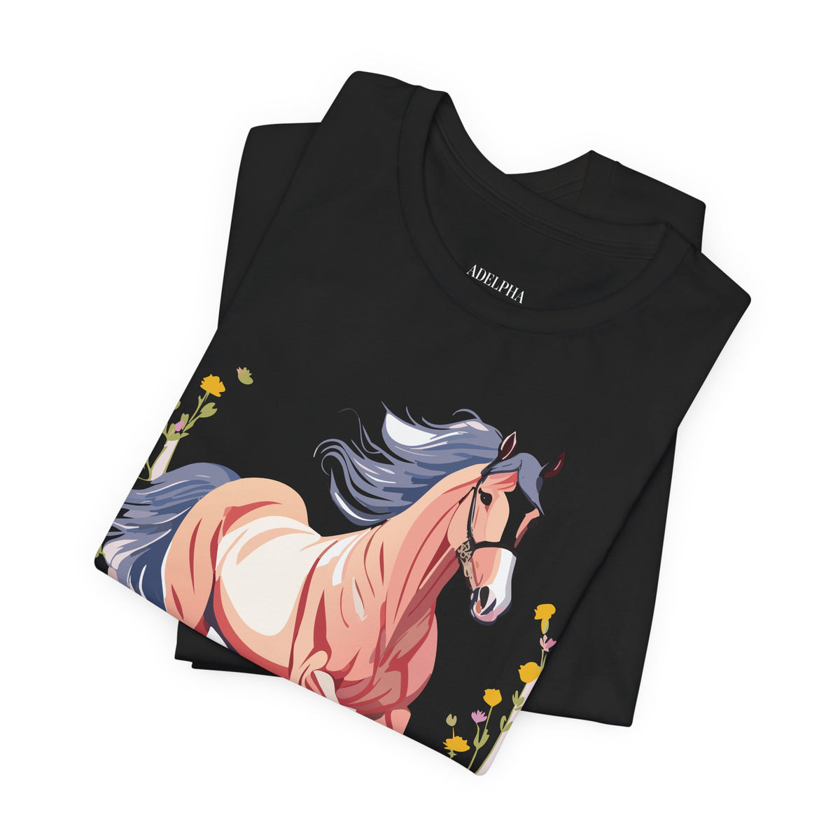 Horse Graphic Unisex Cotton Bella+Canvas Tee with Art Animal Design e29