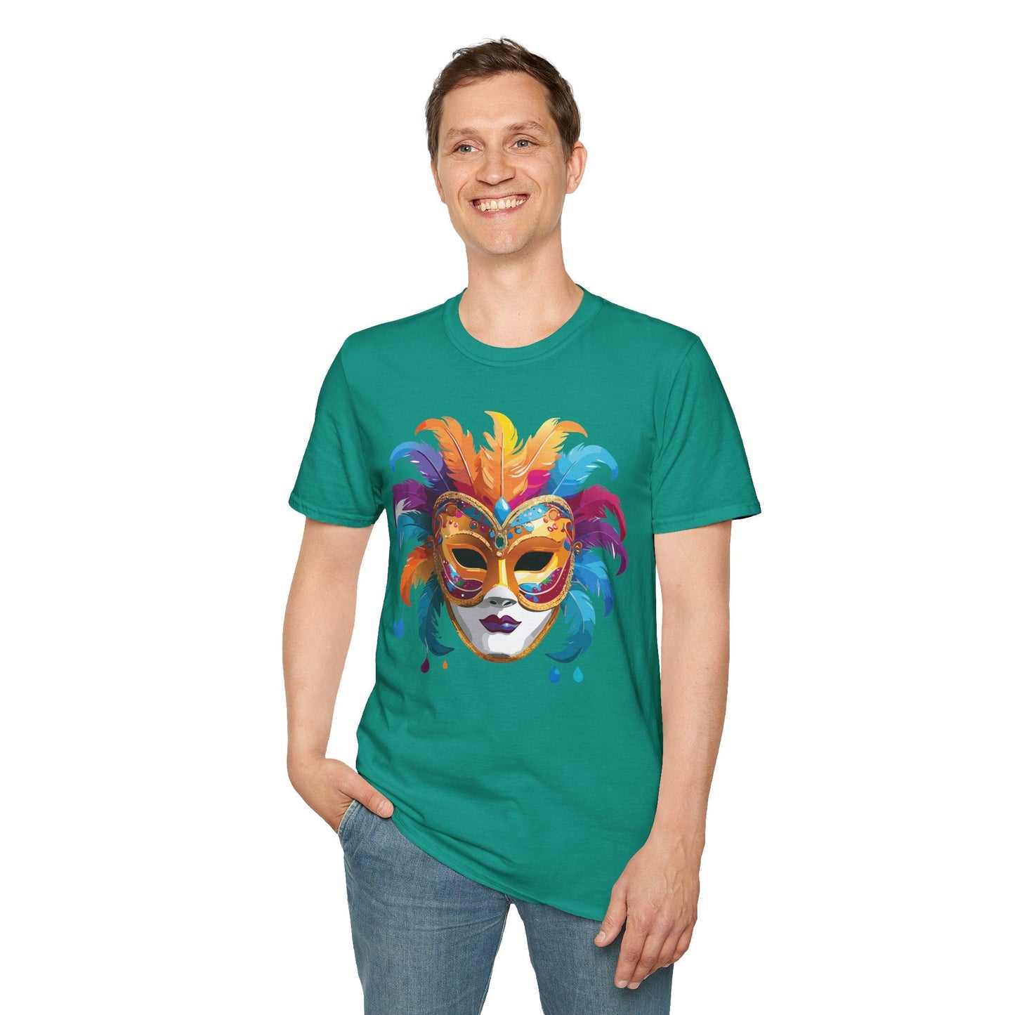 Mask Tee Shirt Unisex Masquerade Design Art Graphic Gildan Softstyle 64000 Cotton Tee