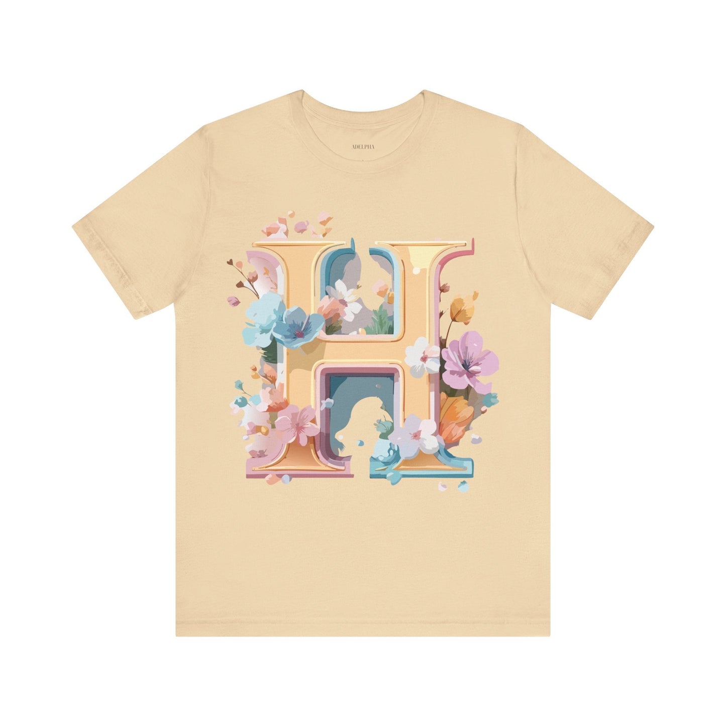 Adelpha Letter H Graphic Tee Unisex Jersey Short Sleeve Vintage Inspired Art Design Shirt