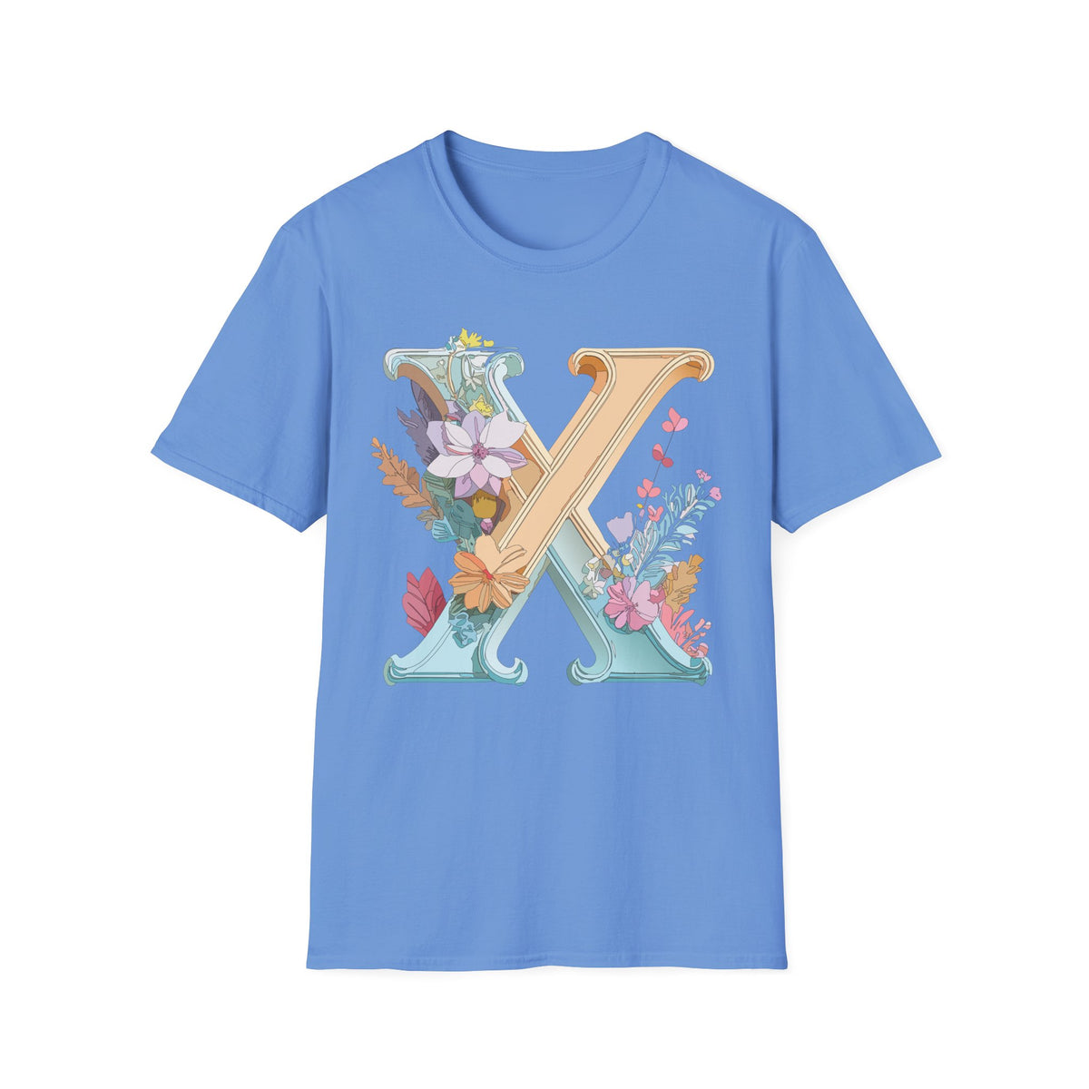 Floral Letter X T-Shirt | Botanical Monogram Tee