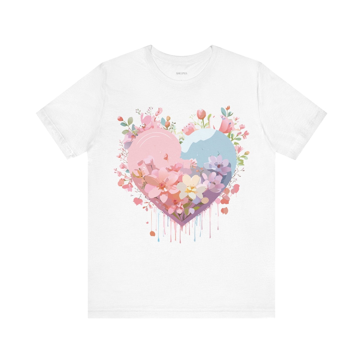 Valentine Day Graphic Unisex 100 Cotton Vintage Artwork with Love and Flower Design Tee 31
