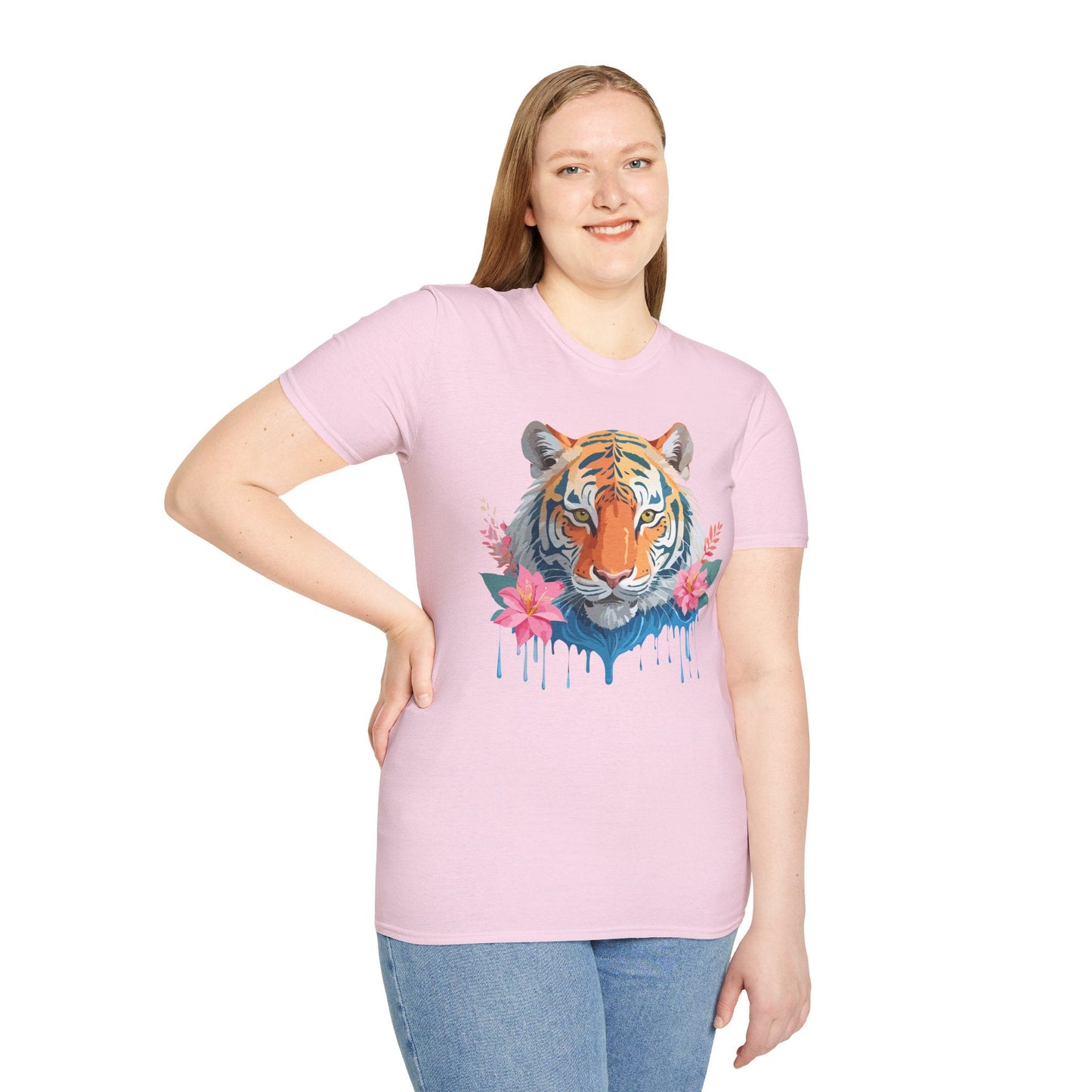 Tiger Unisex Softstyle T Shirt 100 Percent Cotton Gildan 64000 Animal Tee