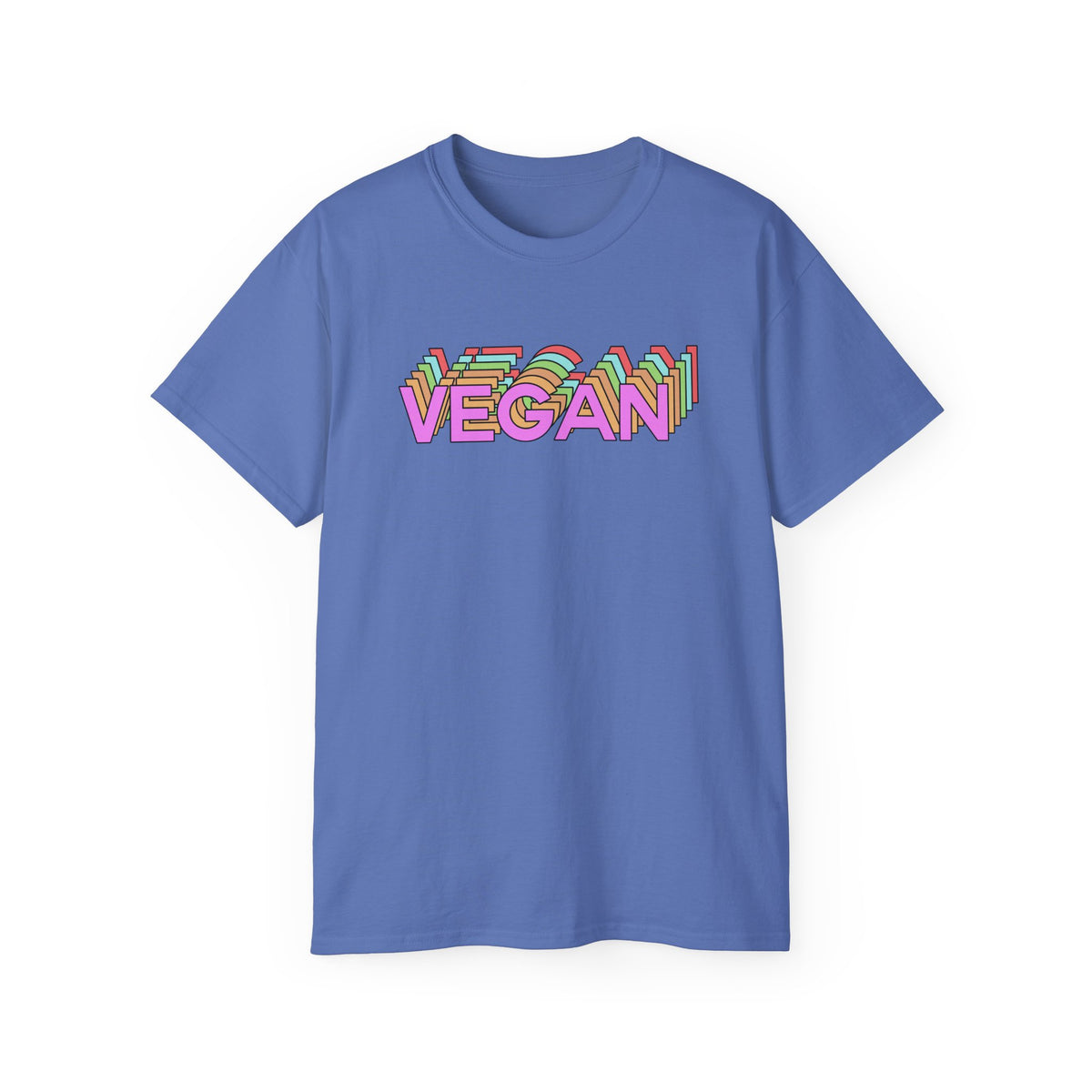 Vegan Retro Layered Text Tee | Colorful 3D Typography
