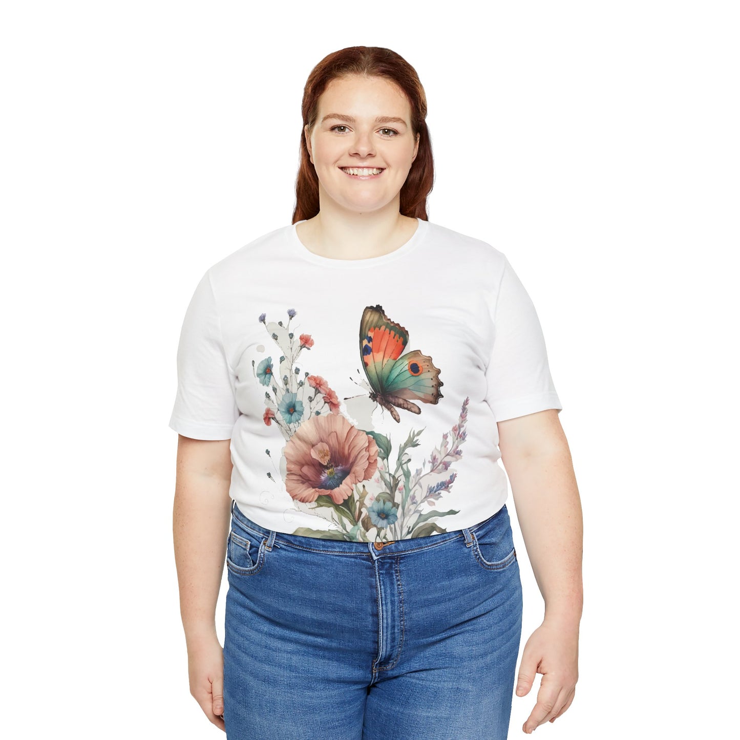 Cotton Tee Shirt with Butterfly Prints