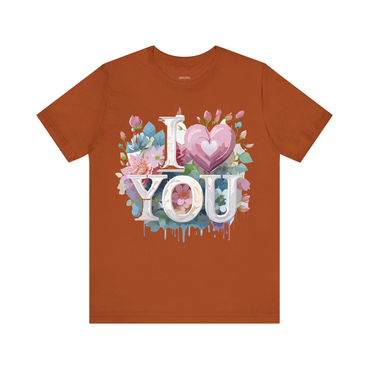 Valentine's Day Graphic Unisex Cotton Bella+Canvas Tee with Floral Art Design d126