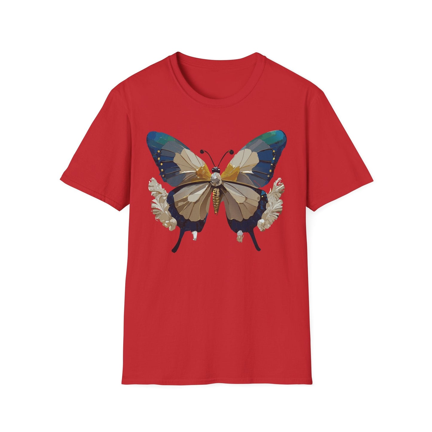 Butterfly Themed Unisex T Shirt With Monarch Design Gildan Softstyle 64000 Premium Ring Spun Cotton