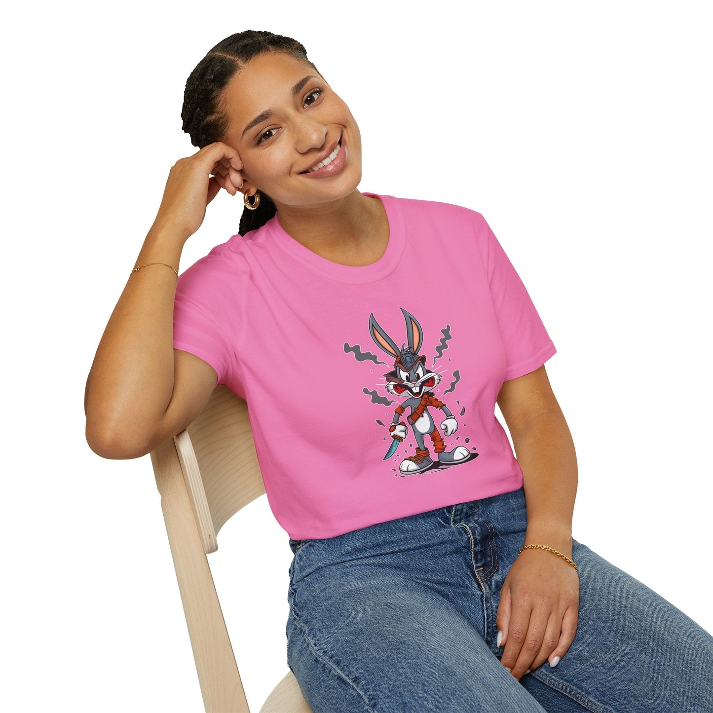 Bugs Bunny T Shirt 100 Percent Ring Spun Cotton Gildan Softstyle Unisex Cartoon Graphic Design