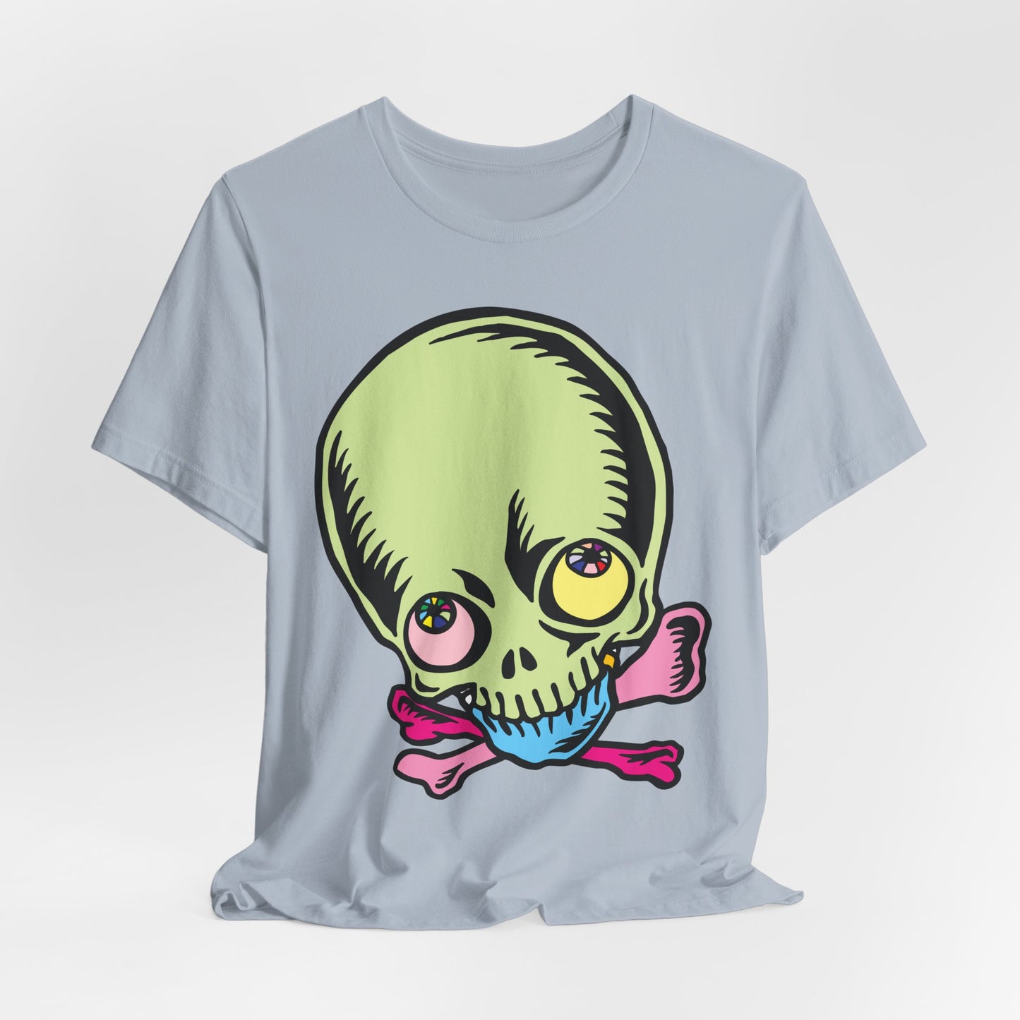 Lt Green Skull Graphic Design Tee, Skull Shirt, Vintage Tees, Art Design T-Shirt, Vintage Graphic Tee, Art Shirts with Skulls