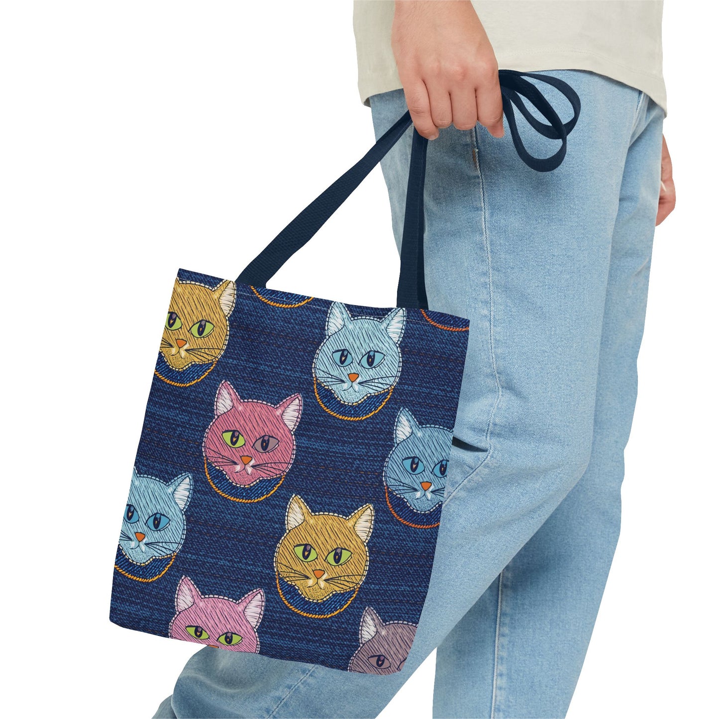 Denim Fabric Imitation Print Unisex Canvas Bag Poly Spun 3 Sizes Tote Bag 190-2