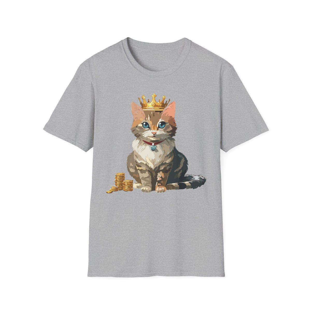 Crowned Tabby Cat T-Shirt | Cute Kitty with Crown and Treasure