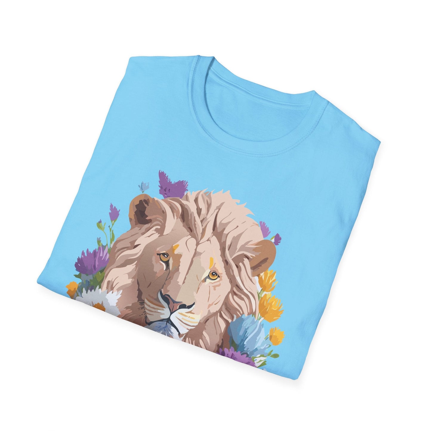 Lion Shirt Unisex Floral Lion Tee Gildan Softstyle 64000 Short Sleeve