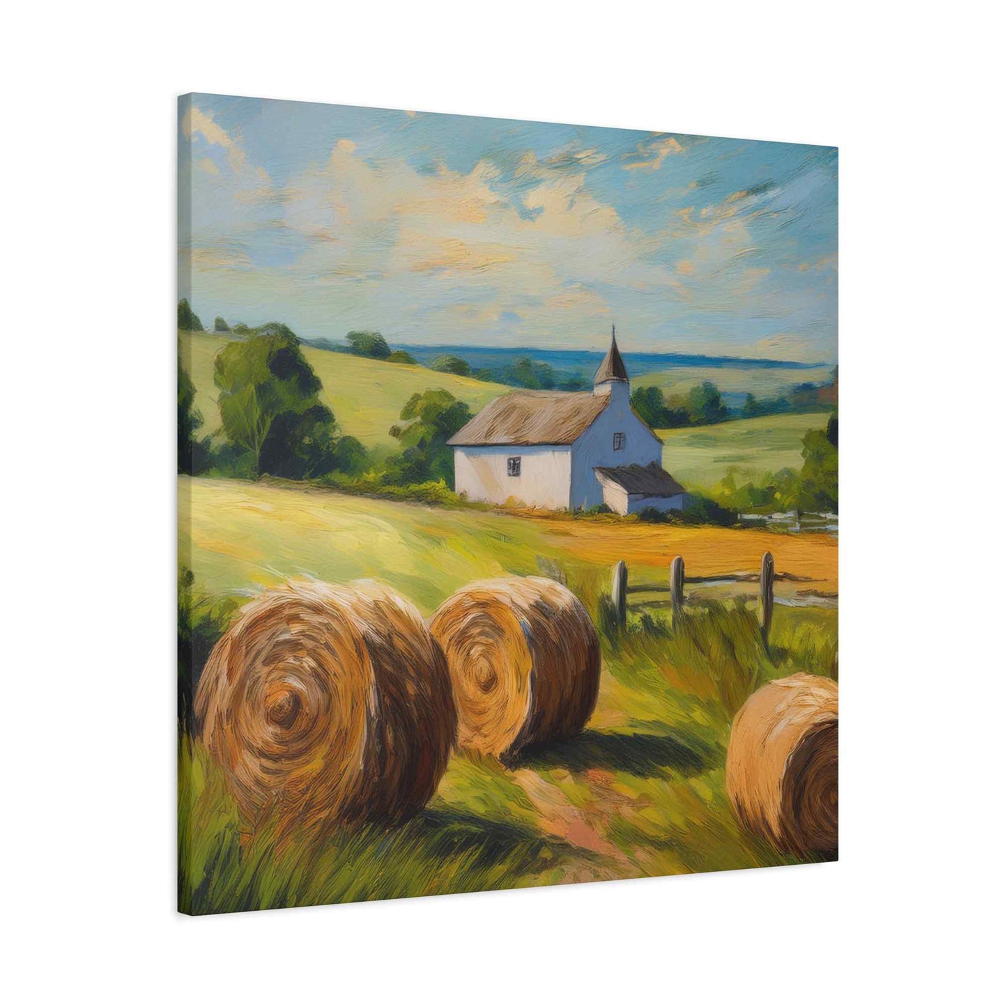 Countryside Print Canvas, Oil Paint Print 20x20, 24x24, 30x30, 32x32, 36x36 Art Design Print Pine-Wood Inner Frame MC-49