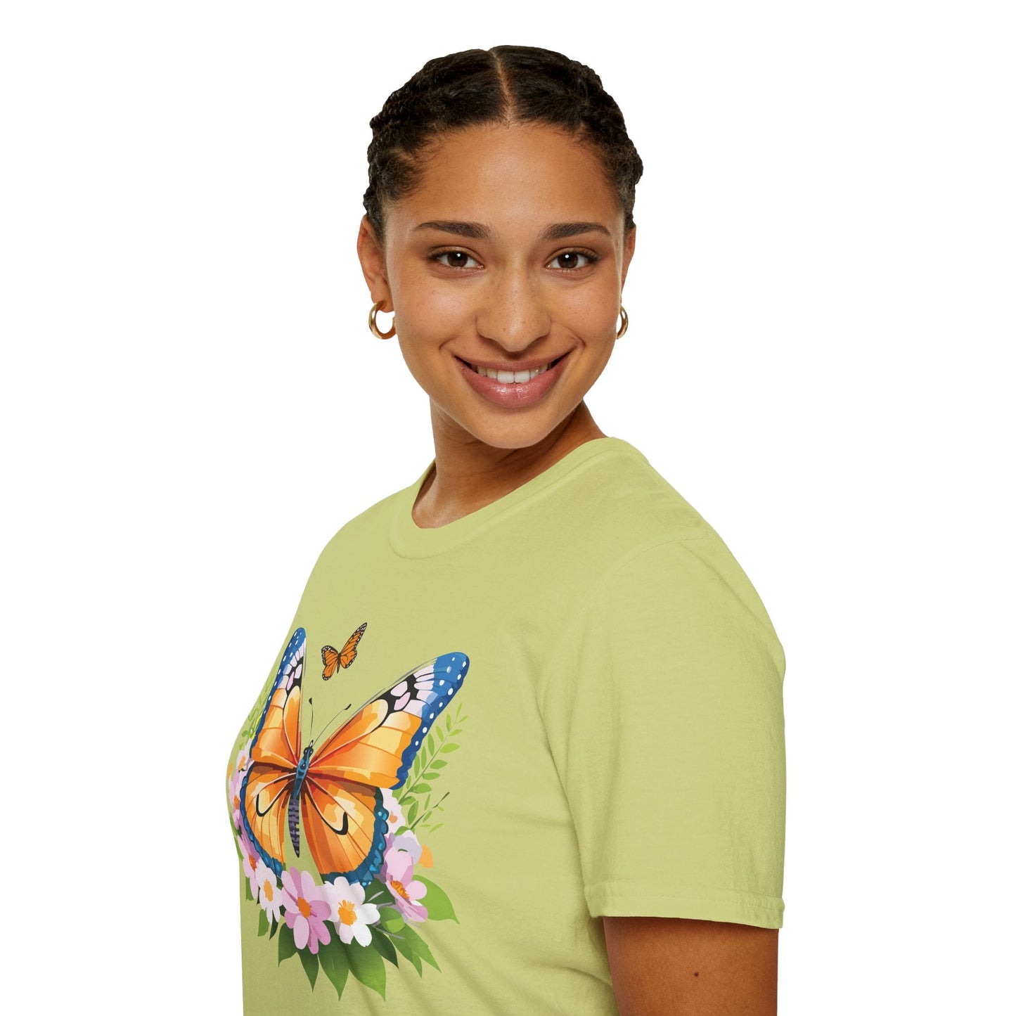 Butterfly Shirt Unisex Cotton Tee Monarch Butterfly Design Gildan Softstyle 64000 Short Sleeve