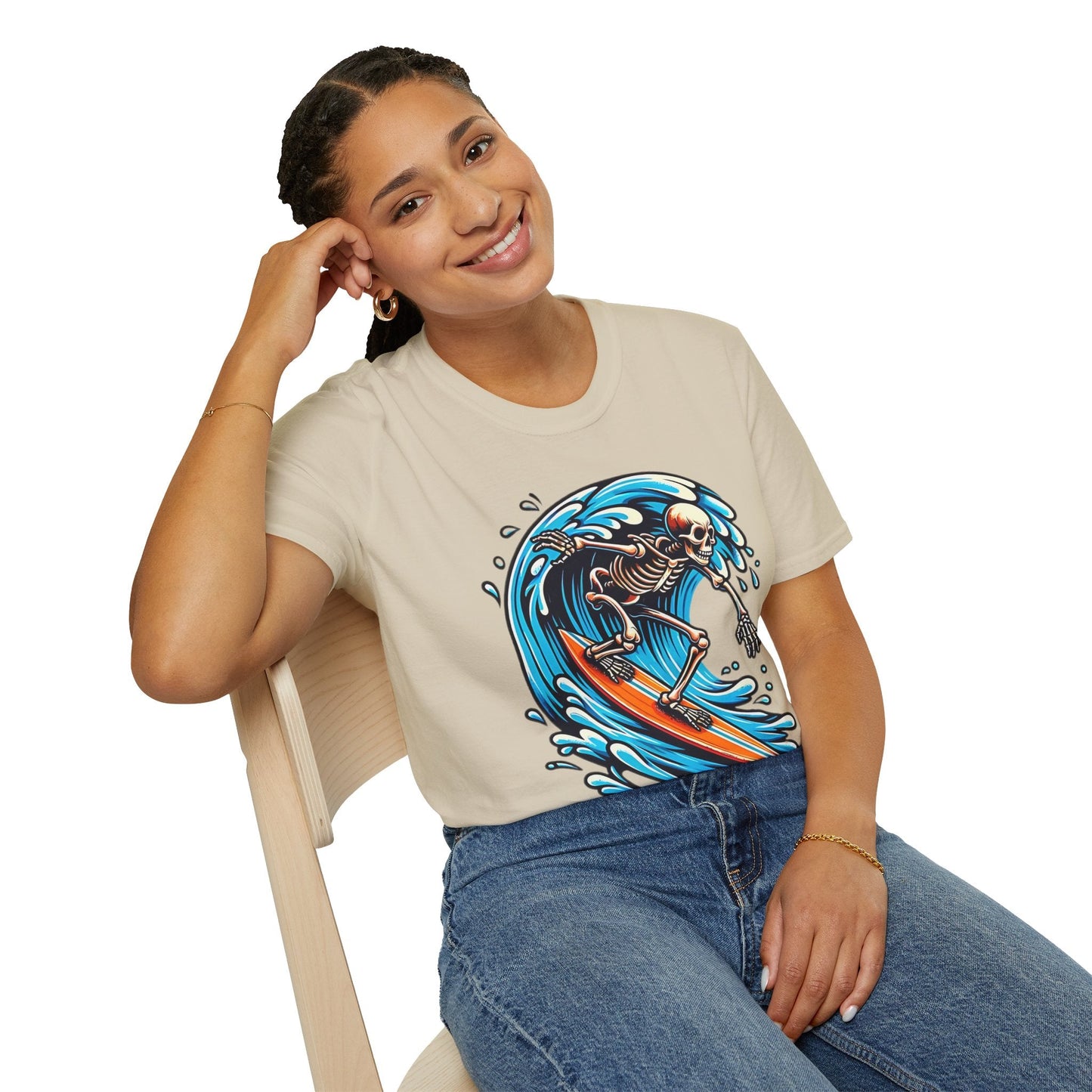 Skull Tee Shirt With Skeleton Art Design Unisex Gildan Softstyle 64000 Ring Spun Cotton Tee