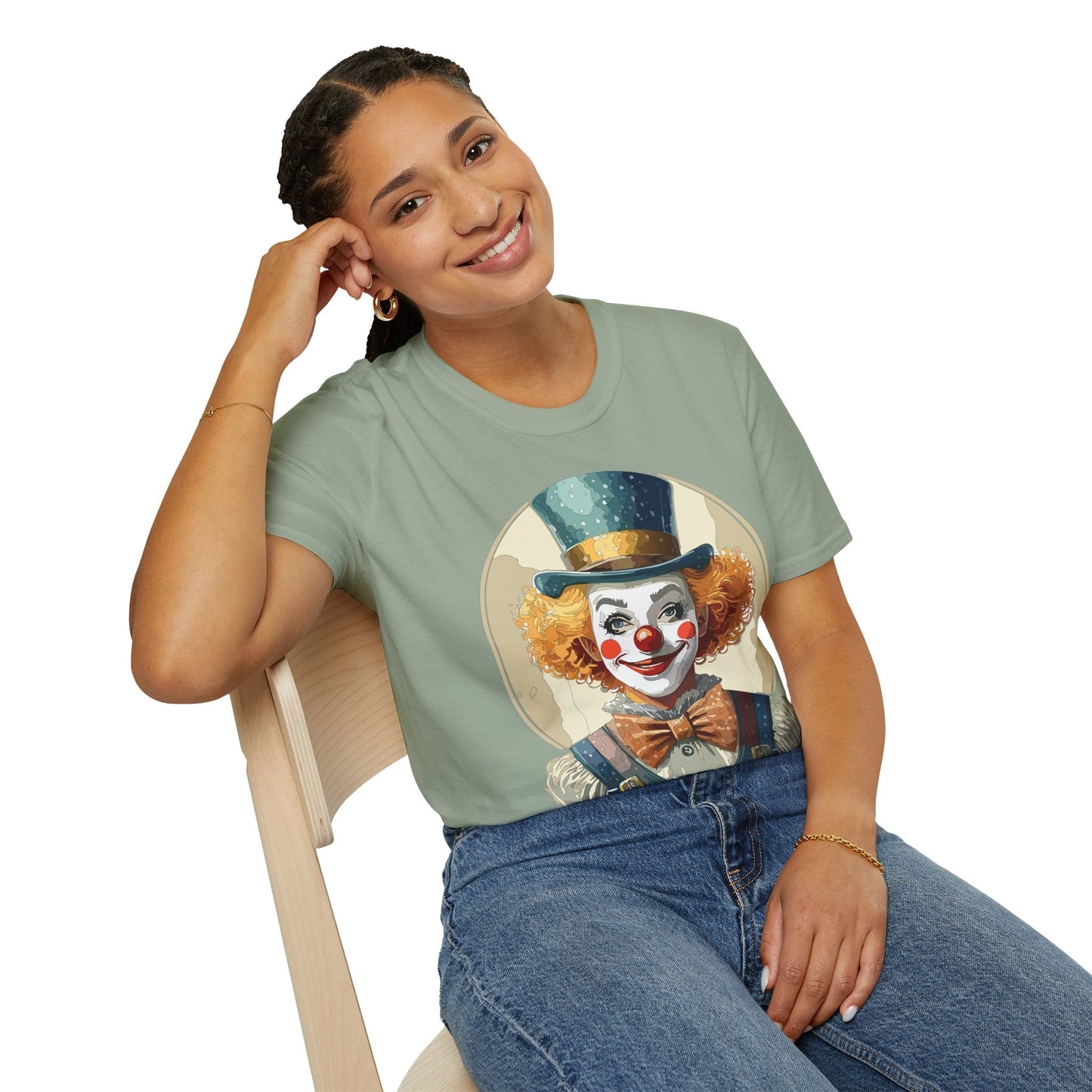 Clown Shirt Unisex T Shirt With Clown Circus Theme Funny Man Shirt Gildan Softstyle 64000
