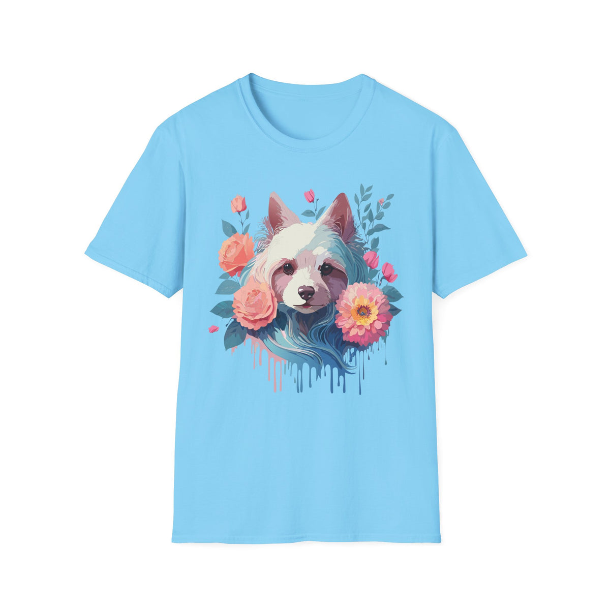 Watercolor Floral Dog Face T-Shirt | Floral Puppy Tee, Cute Pet Portrait Shirt