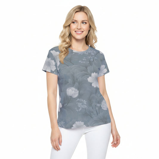 Women Poly T-Shirt with Floral Print