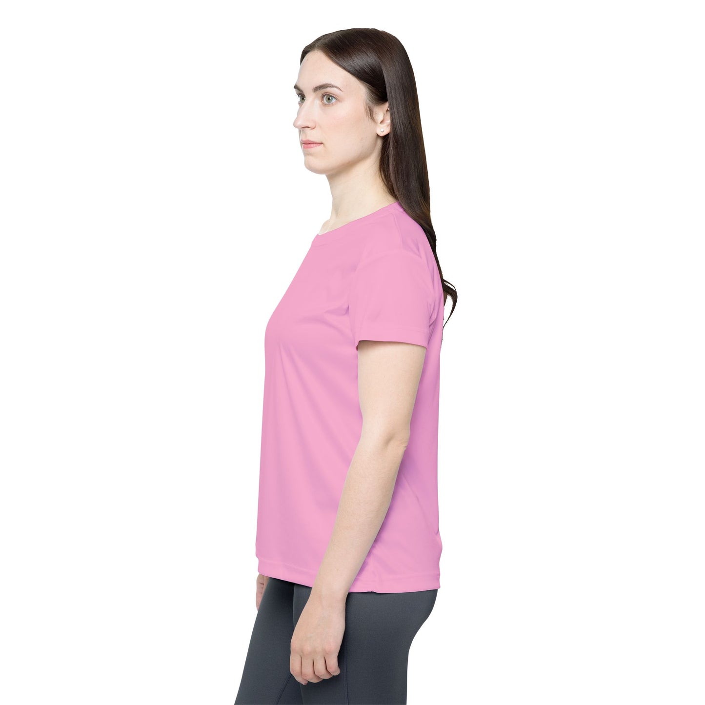 Blush Pop Pink Women's Sports Jersey Short Sleeves 100% Poly Solid Pink Color Print Athletic Tee
