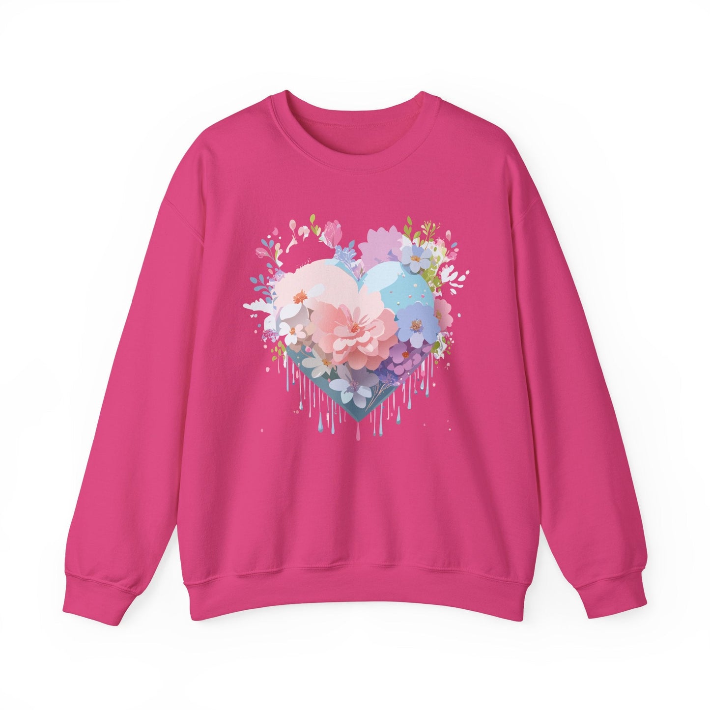 Floral Heart Sweatshirt Unisex Heavy Blend Crewneck Valentines Day Floral Love Cozy