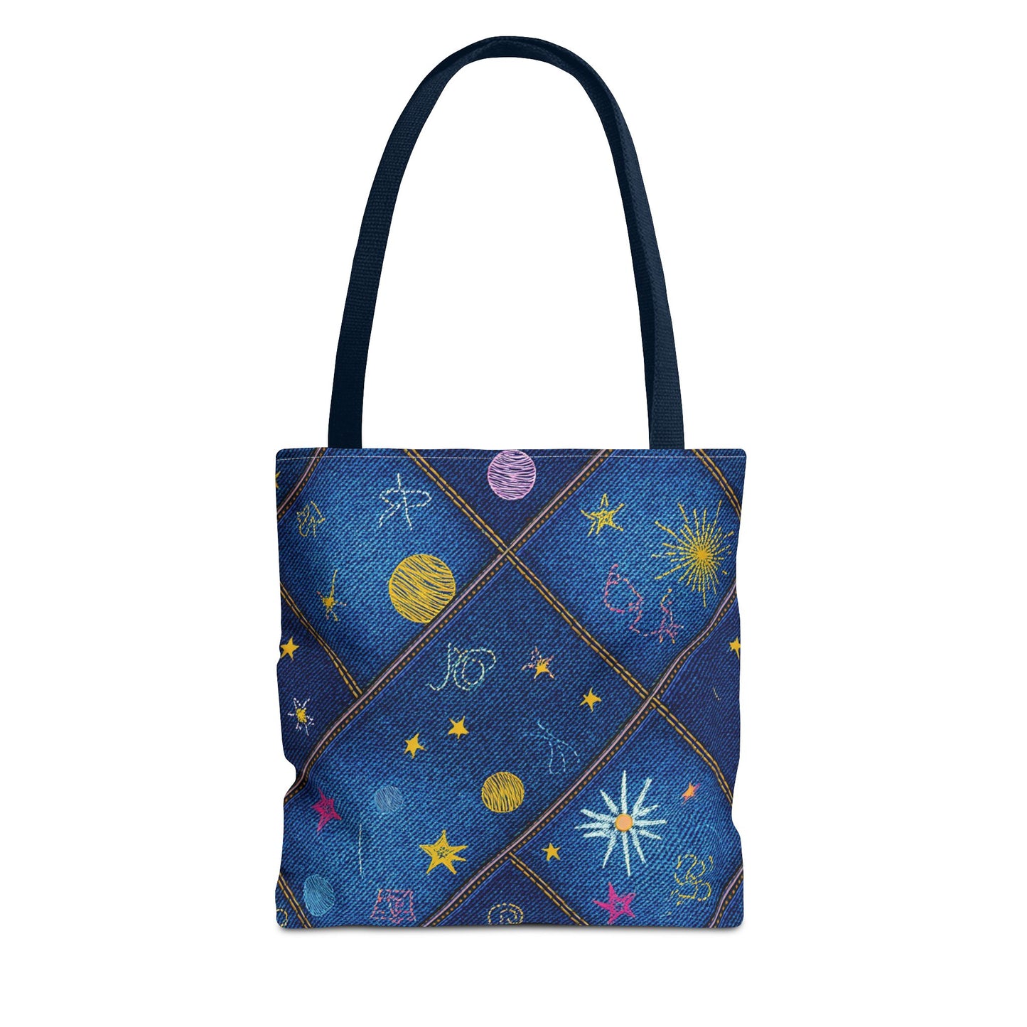 Denim Fabric Imitation Print Unisex Canvas Bag Poly Spun 3 Sizes Tote Bag 183-3