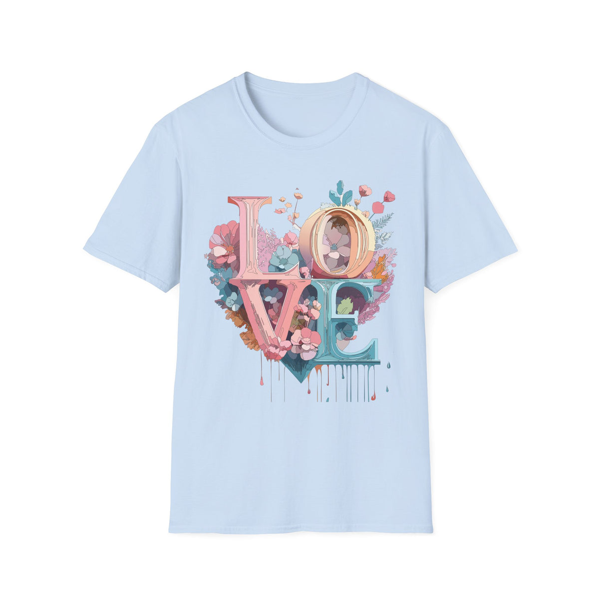 Floral LOVE typography T-Shirt | Pastel botanical letters tee