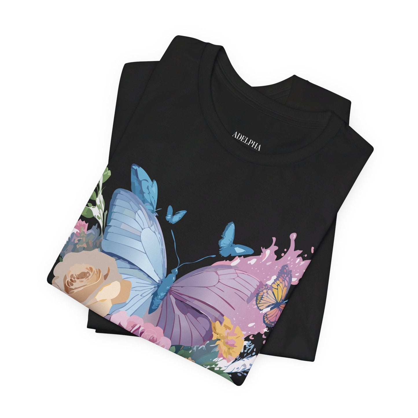 Butterfly Graphic Unisex 100 Cotton Lightweight Vintage Floral Design Jersey Tee 33