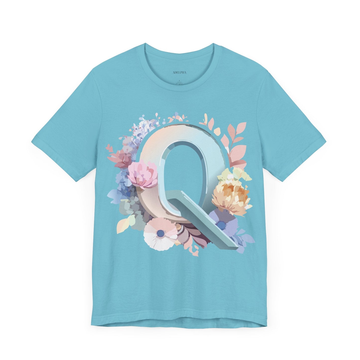Letter Q Shirt Graphic Tee Unisex Short Sleeve by Adelpha Vintage Inspired Artwork